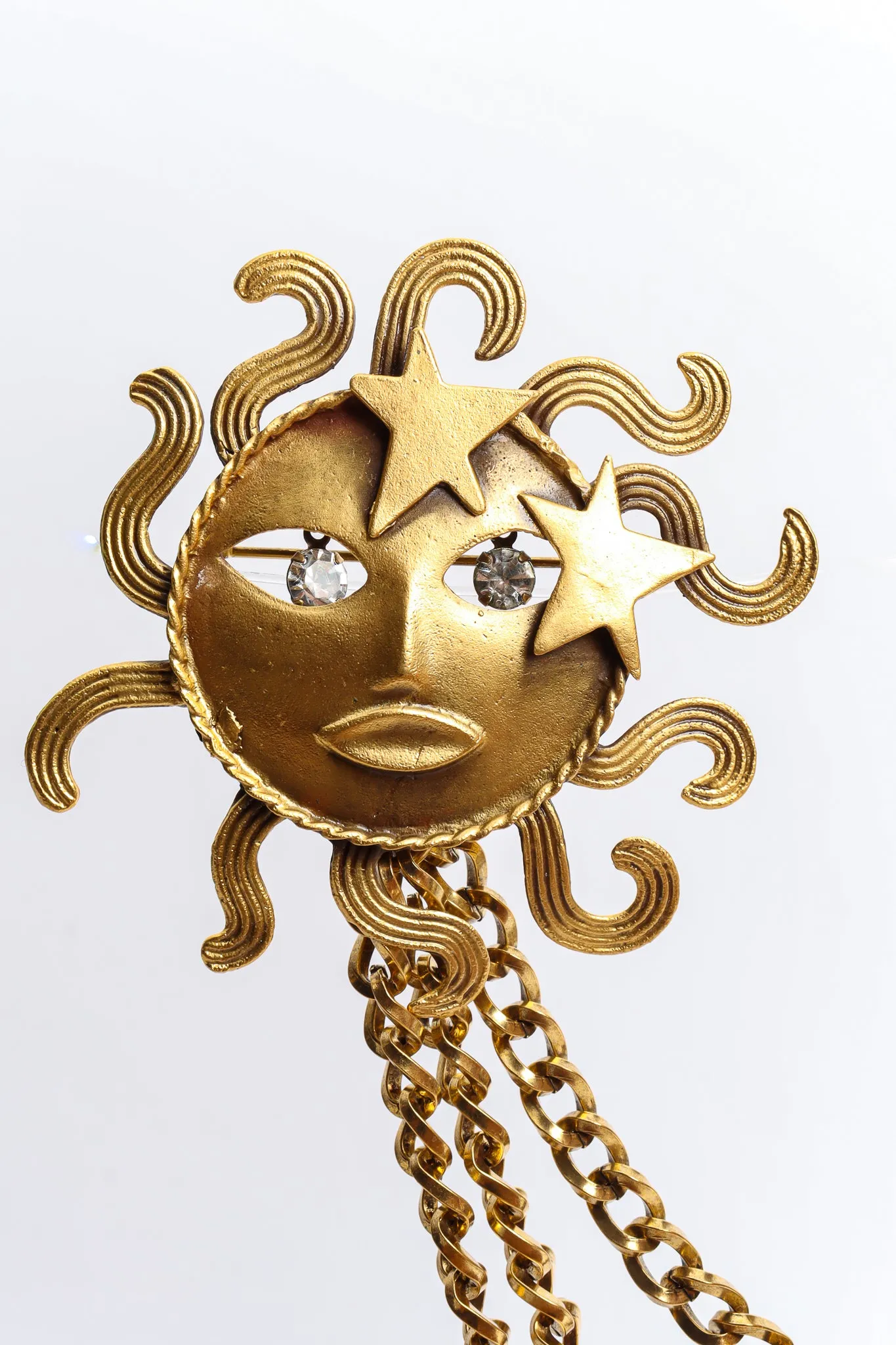 Double Sun God Chatelaine Brooch