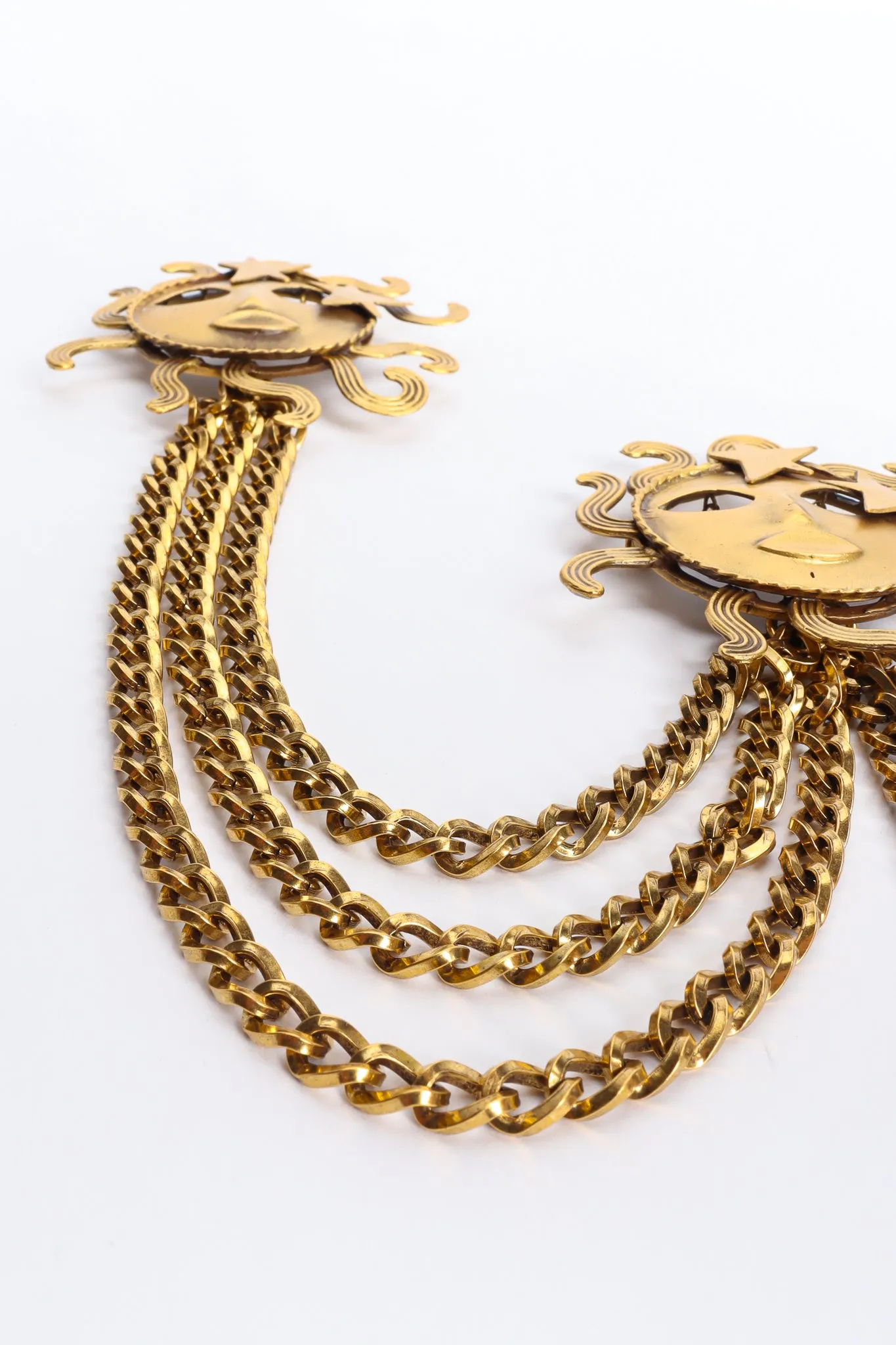 Double Sun God Chatelaine Brooch