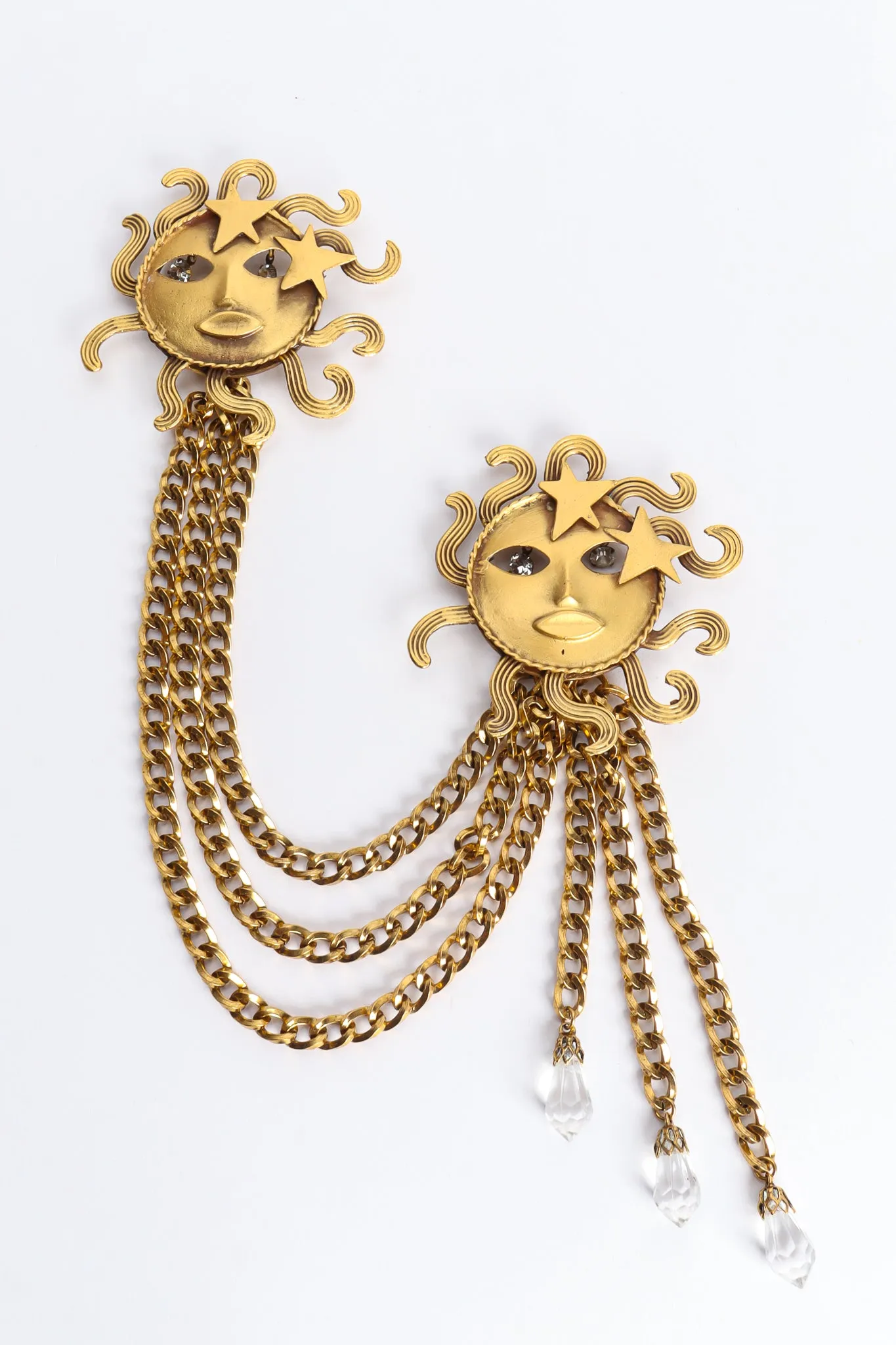 Double Sun God Chatelaine Brooch