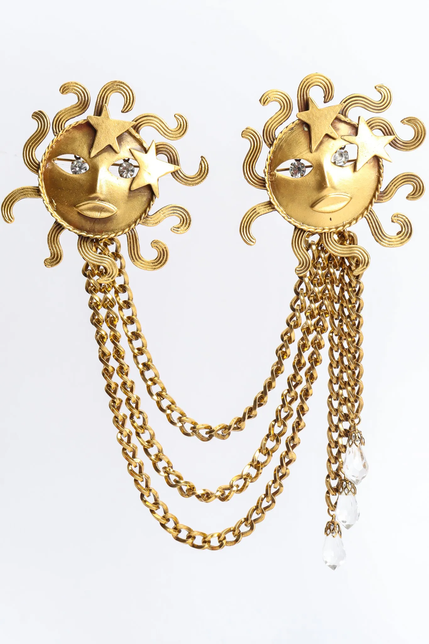 Double Sun God Chatelaine Brooch