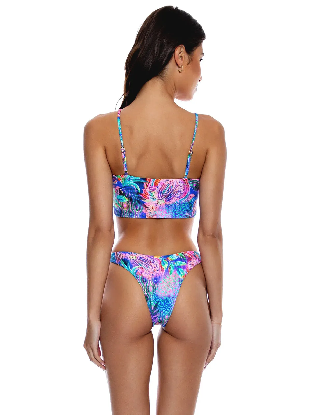 Drawstring Halter Peek A Boo-Reversible High Leg Bikini