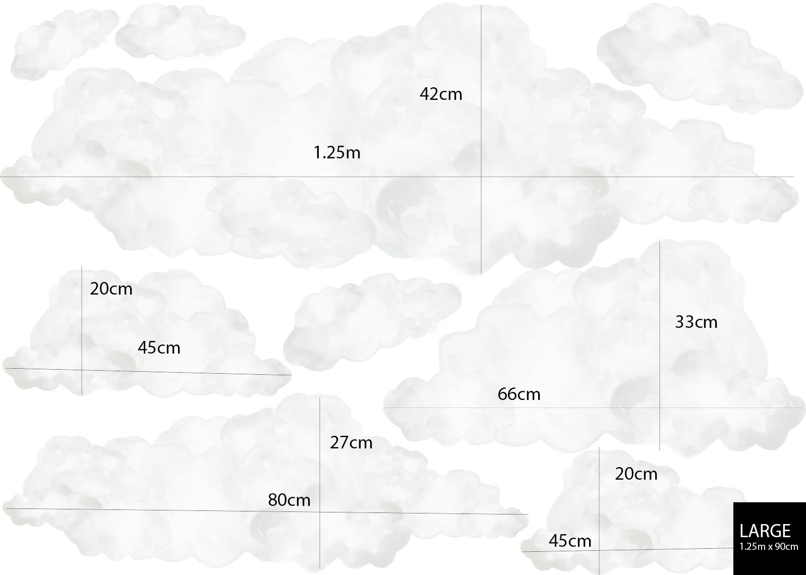 Dreamy Clouds Australian Design Hand Painted Peel & Stick, Removable Wall Decal. Nursery, Kids Playroom, Kids Teens Bedroom