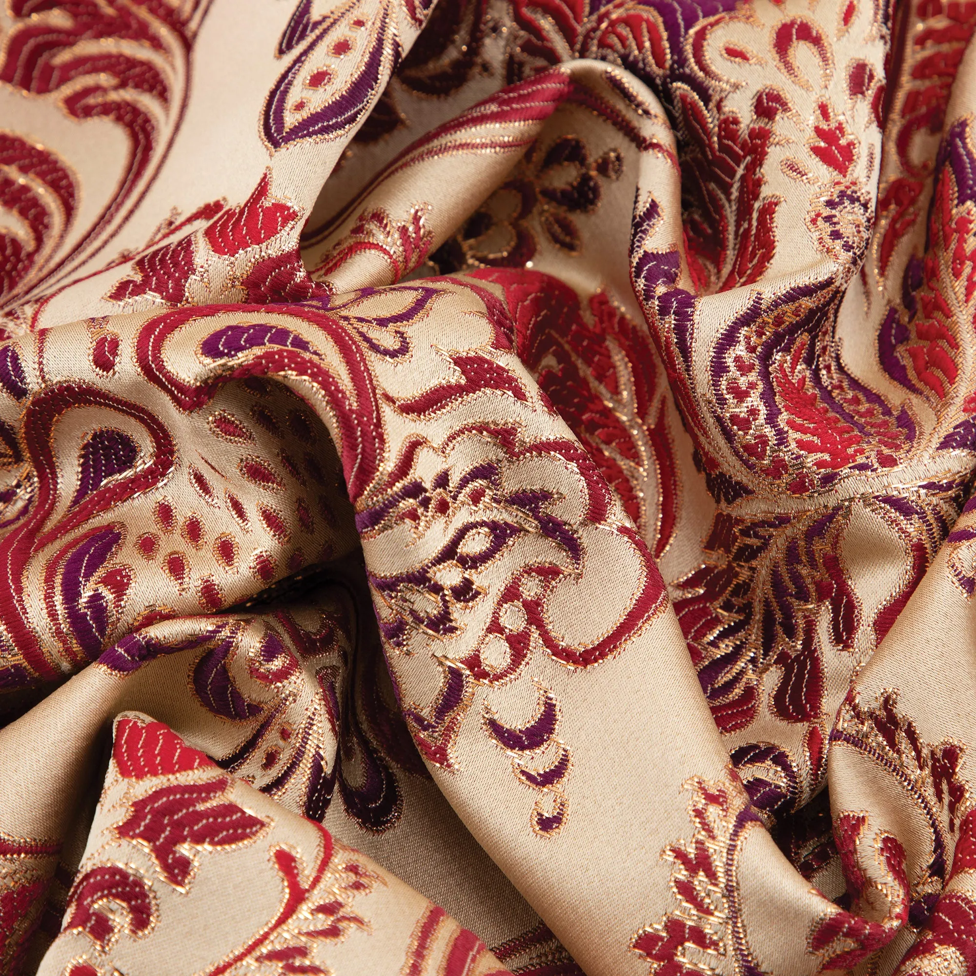 Duchesse Brocade Fabric, Gold & Red