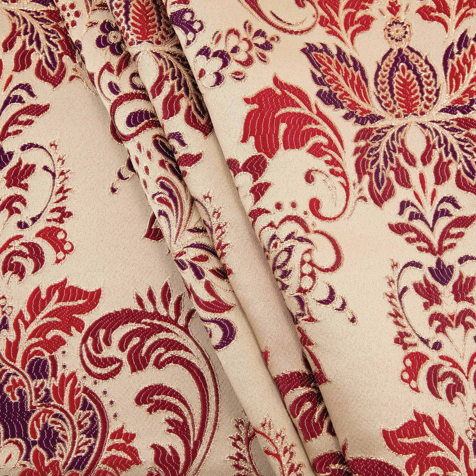 Duchesse Brocade Fabric, Gold & Red