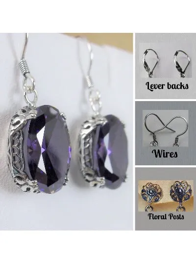 E70, Edward Earrings, Choice of Gemstones, Edwardian Jewelry #E70