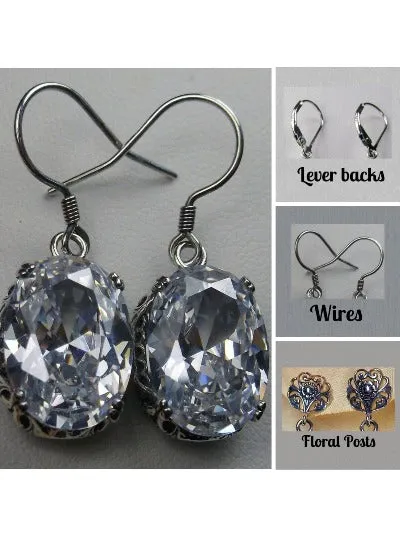 E70, Edward Earrings, Choice of Gemstones, Edwardian Jewelry #E70