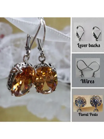 E70, Edward Earrings, Choice of Gemstones, Edwardian Jewelry #E70