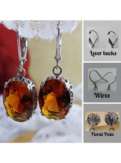 E70, Edward Earrings, Choice of Gemstones, Edwardian Jewelry #E70