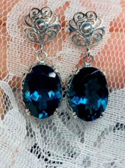 E70, Edward Earrings, Choice of Gemstones, Edwardian Jewelry #E70