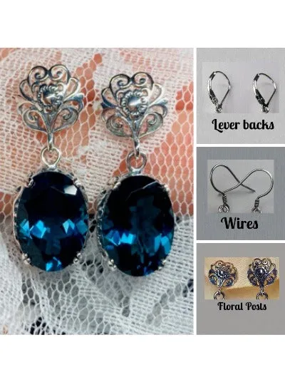 E70, Edward Earrings, Choice of Gemstones, Edwardian Jewelry #E70