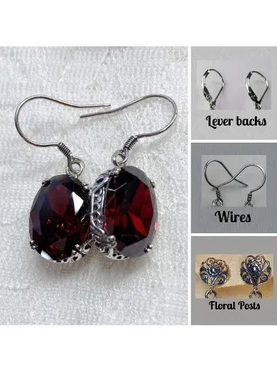 E70, Edward Earrings, Choice of Gemstones, Edwardian Jewelry #E70