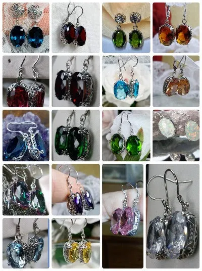 E70, Edward Earrings, Choice of Gemstones, Edwardian Jewelry #E70