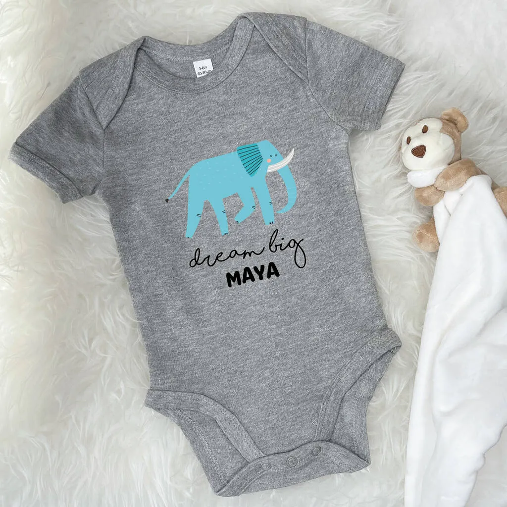 Elephant Dream Big Personalised Jungle Babygrow