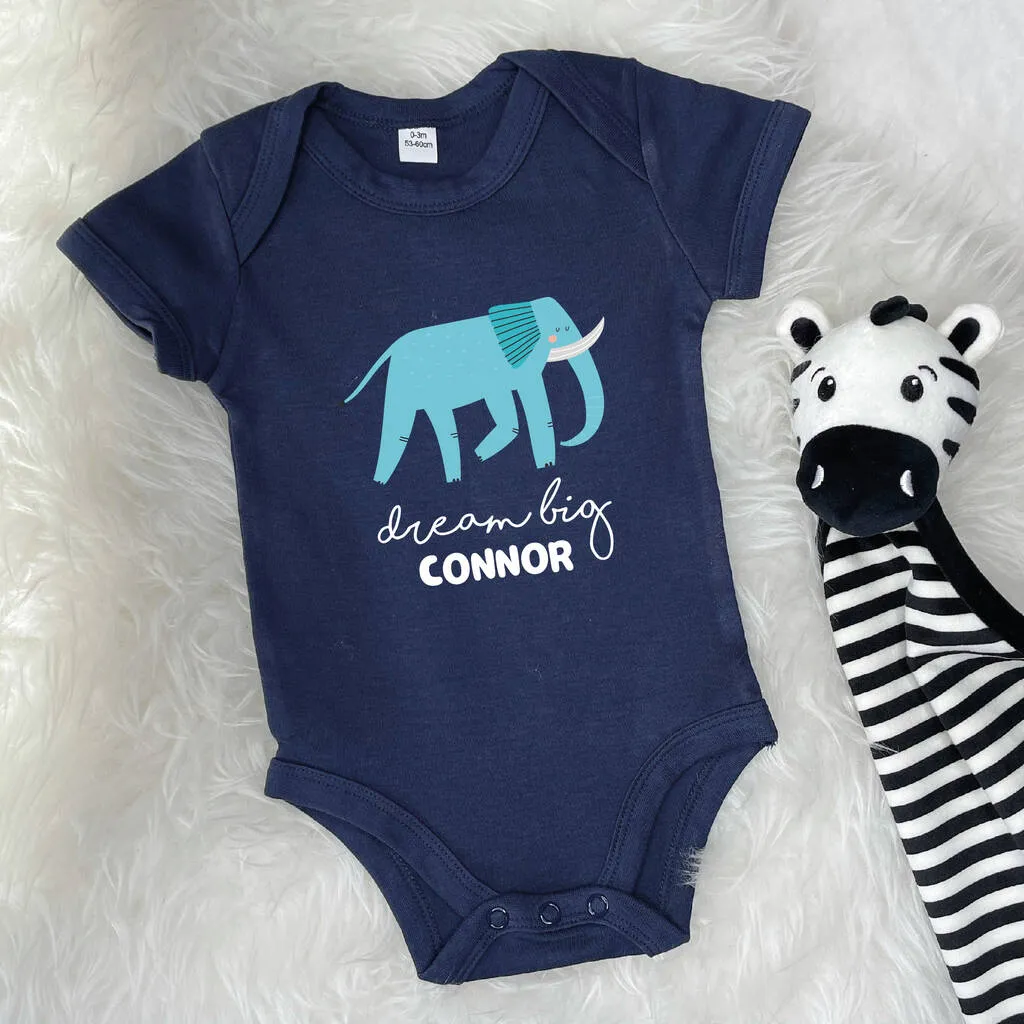 Elephant Dream Big Personalised Jungle Babygrow