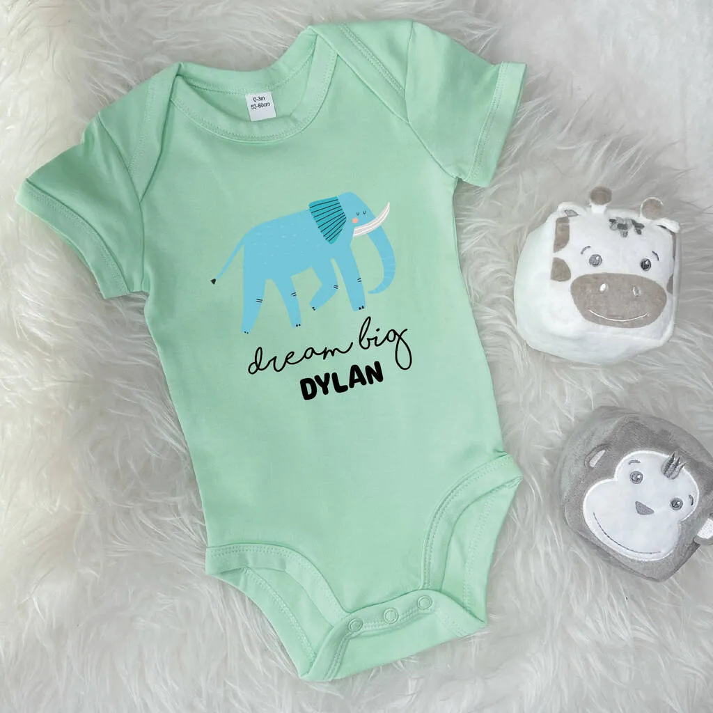 Elephant Dream Big Personalised Jungle Babygrow