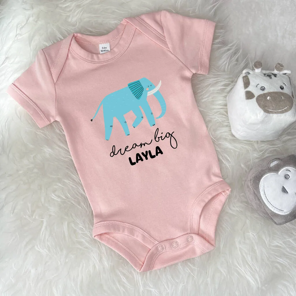 Elephant Dream Big Personalised Jungle Babygrow