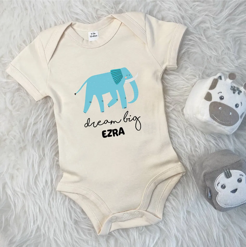 Elephant Dream Big Personalised Jungle Babygrow