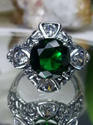 Emerald Ring, 5-Gem Art Deco Ring, Emerald Vintage Revival Jewelry #D138