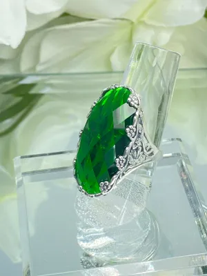 Emerald Ring, Large Oval gem, Vintage Jewelry #D97