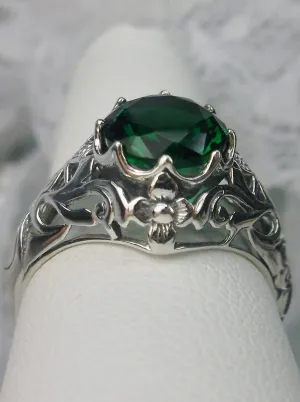 Emerald Ring, Simulated or Natural Gemstone, Daisy Filigree Victorian Jewelry #D66