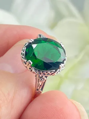 Emerald Ring, Size 6.5, Edwardian Antique Reproduction Jewelry #D70z - Ready to Ship