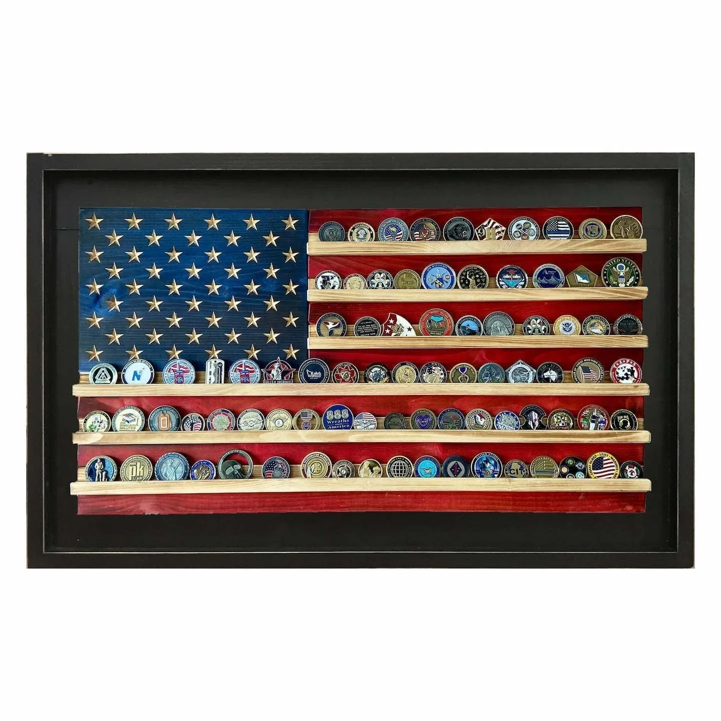 Flags of Valor - Challenge Coin Holder Flag Wood Wall Sign