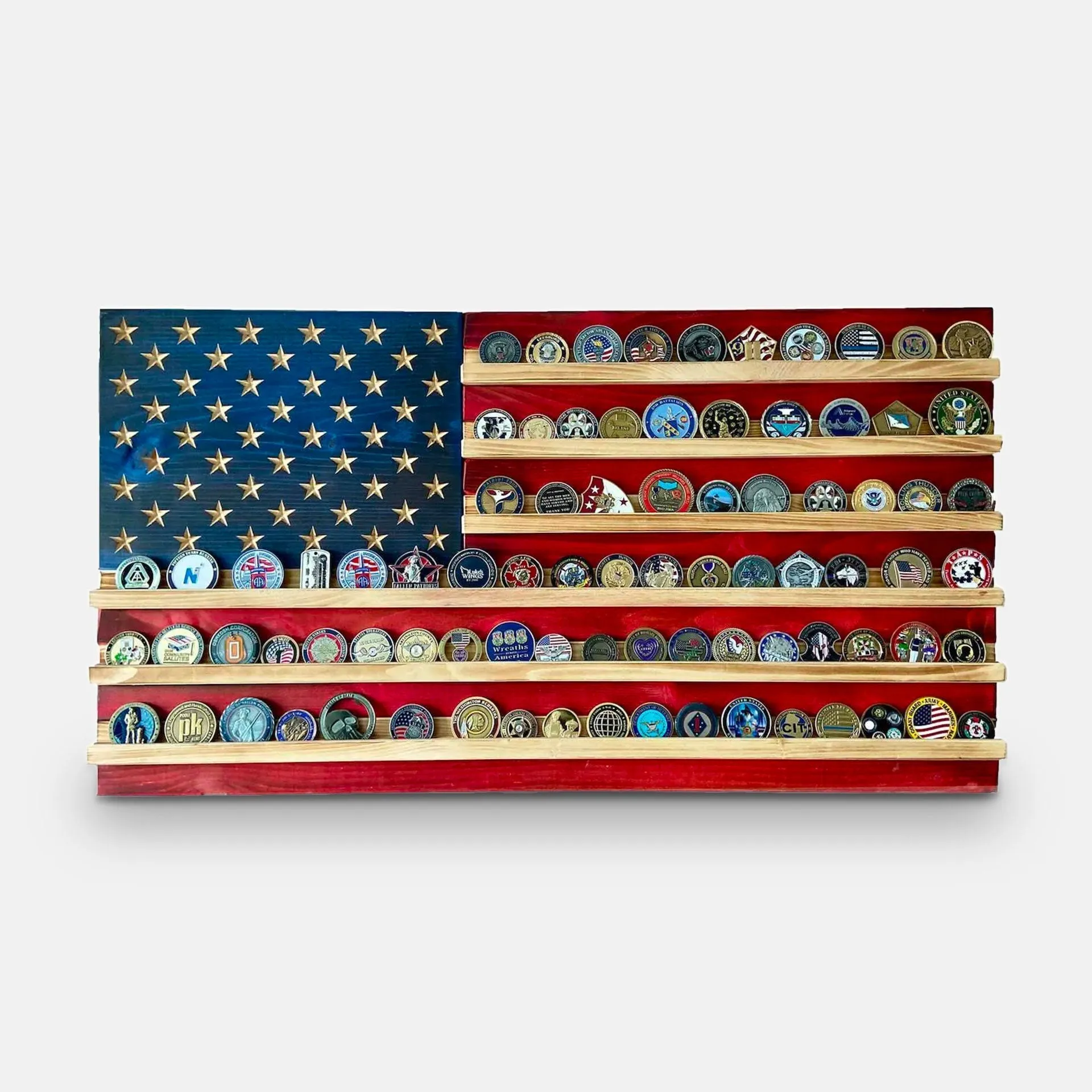 Flags of Valor - Challenge Coin Holder Flag Wood Wall Sign