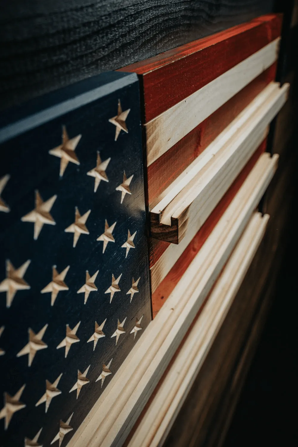 Flags of Valor - Challenge Coin Holder Flag Wood Wall Sign