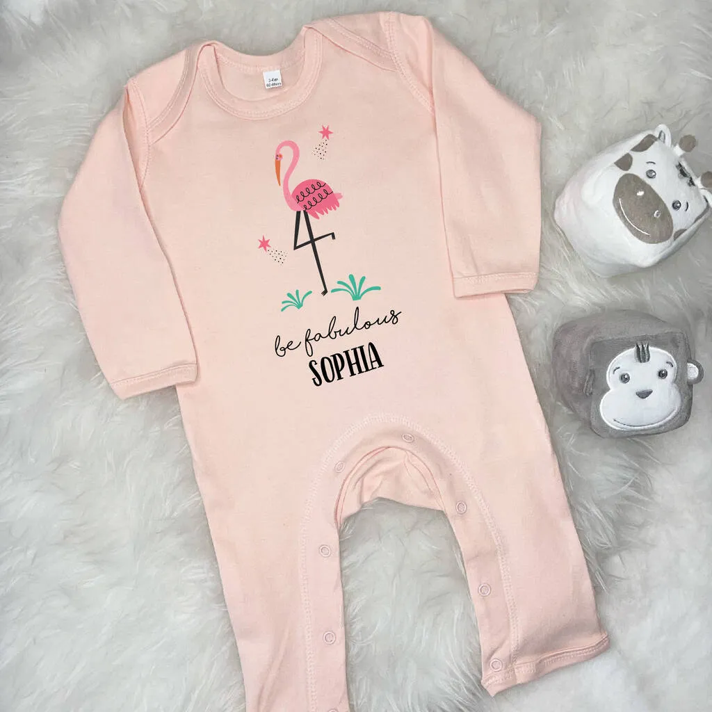 Flamingo Be Fabulous Personalised Jungle Rompersuit