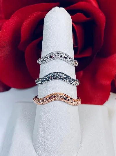 Floral Curved Band, Simple Center Flower, Vintage Jewelry Design#D511