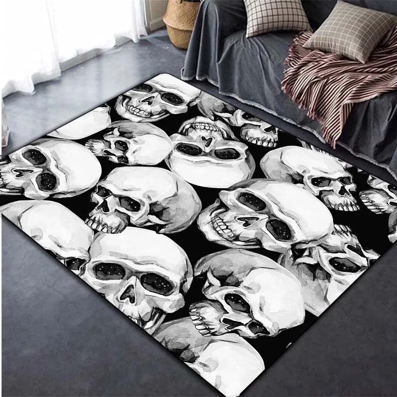 Flower skull Carpets for Living Room 3D Printed  Rugs for Bedroom and Office Soft Non Slip Modern Carpet