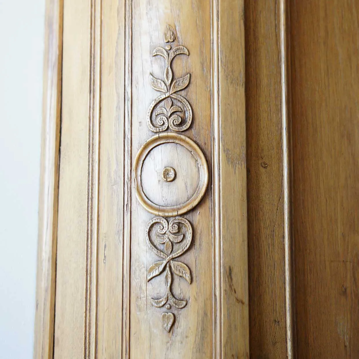 French Fanny Brice Mansion Louis XV Oak Mirrored Trumeau Fireplace Surround