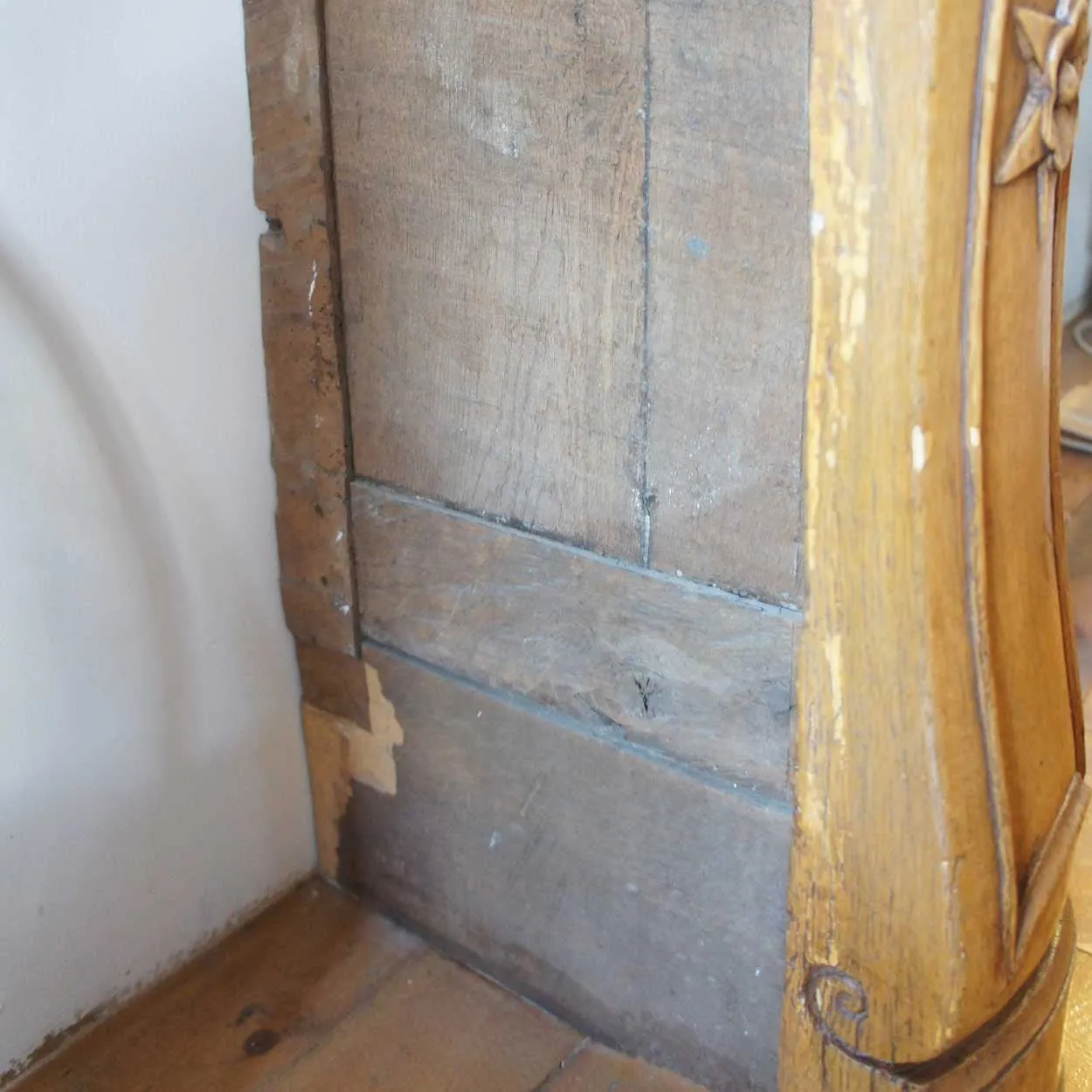 French Fanny Brice Mansion Louis XV Oak Mirrored Trumeau Fireplace Surround