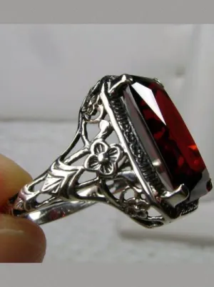 Garnet Art Nouveau Ring, Natural or CZ Gemstone, Vintage Style Jewelry, Design#D64