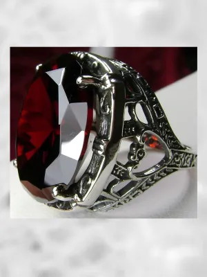 Garnet CZ (Cubic Zirconia) Ring, 24ct Oval Cut Gem, Victorian Jewelry, D76