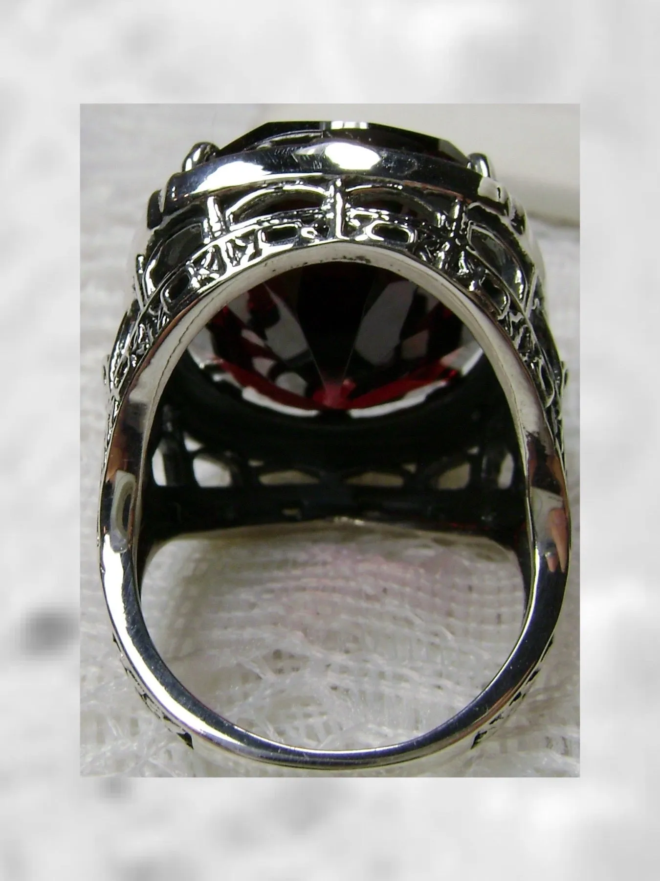 Garnet CZ (Cubic Zirconia) Ring, 24ct Oval Cut Gem, Victorian Jewelry, D76