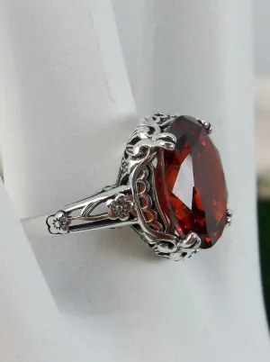 Garnet CZ Ring, Edwardian Antique Reproduction Jewelry #D70z