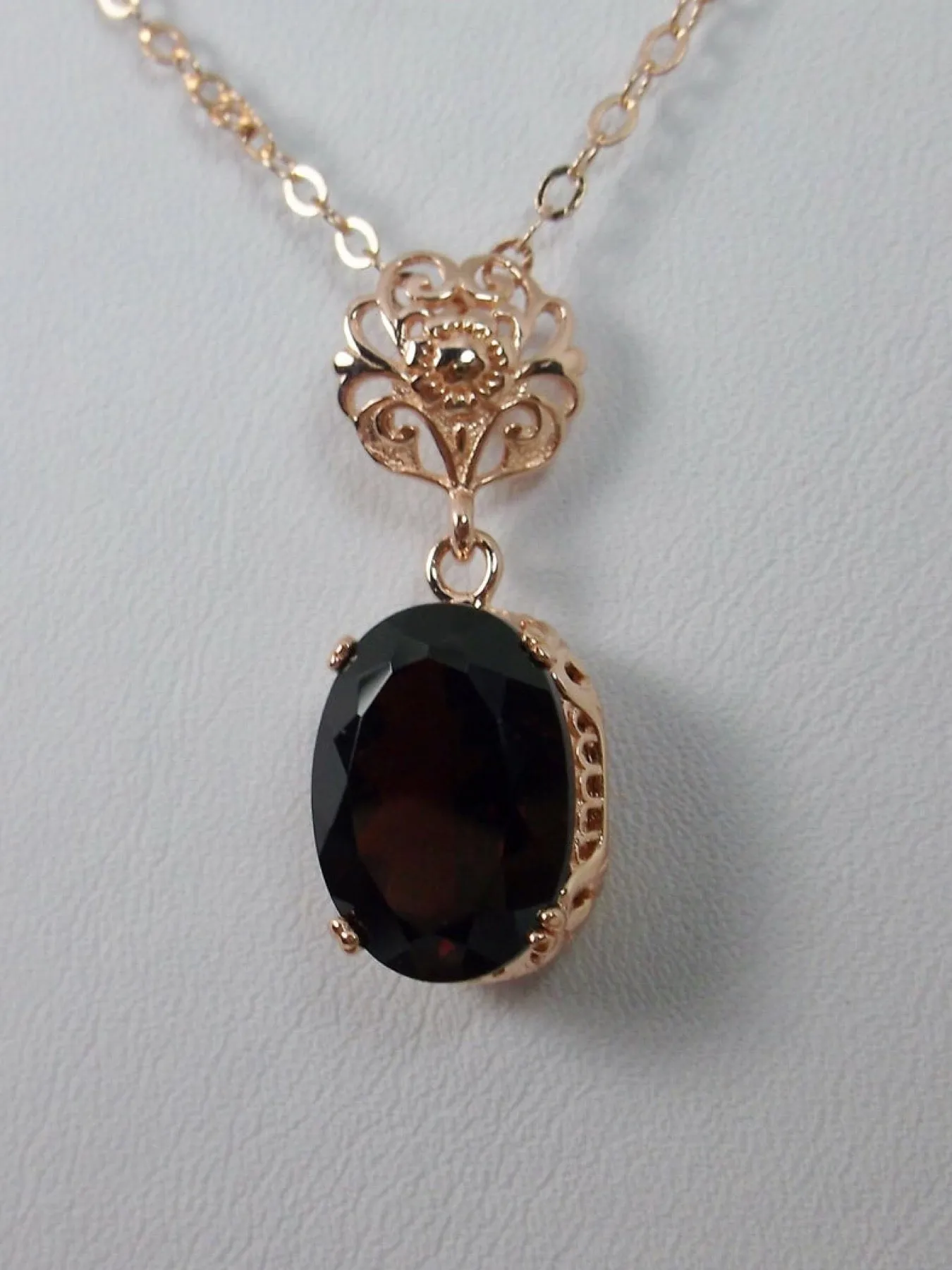 Garnet Pendant, Rose Gold, Natural Garnet Edwardian Necklace #P70