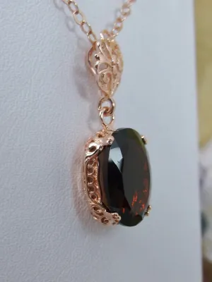 Garnet Pendant, Rose Gold, Natural Garnet Edwardian Necklace #P70