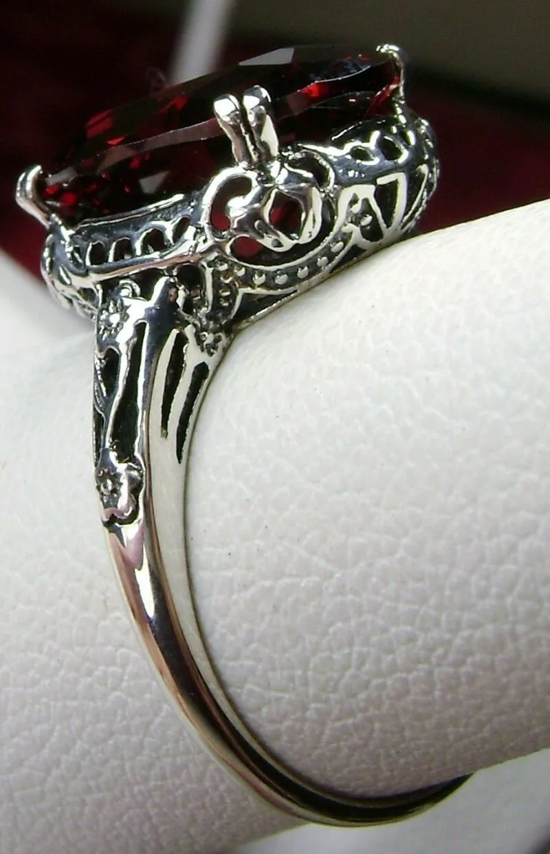 Garnet Ring, Natural Garnet or CZ Gemstone, Revival Edwardian Jewelry #D70