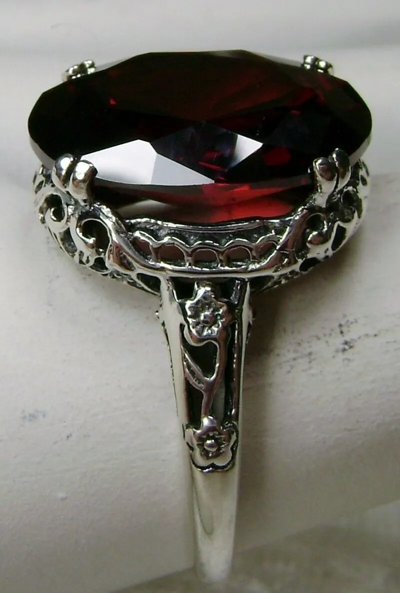 Garnet Ring, Natural Garnet or CZ Gemstone, Revival Edwardian Jewelry #D70