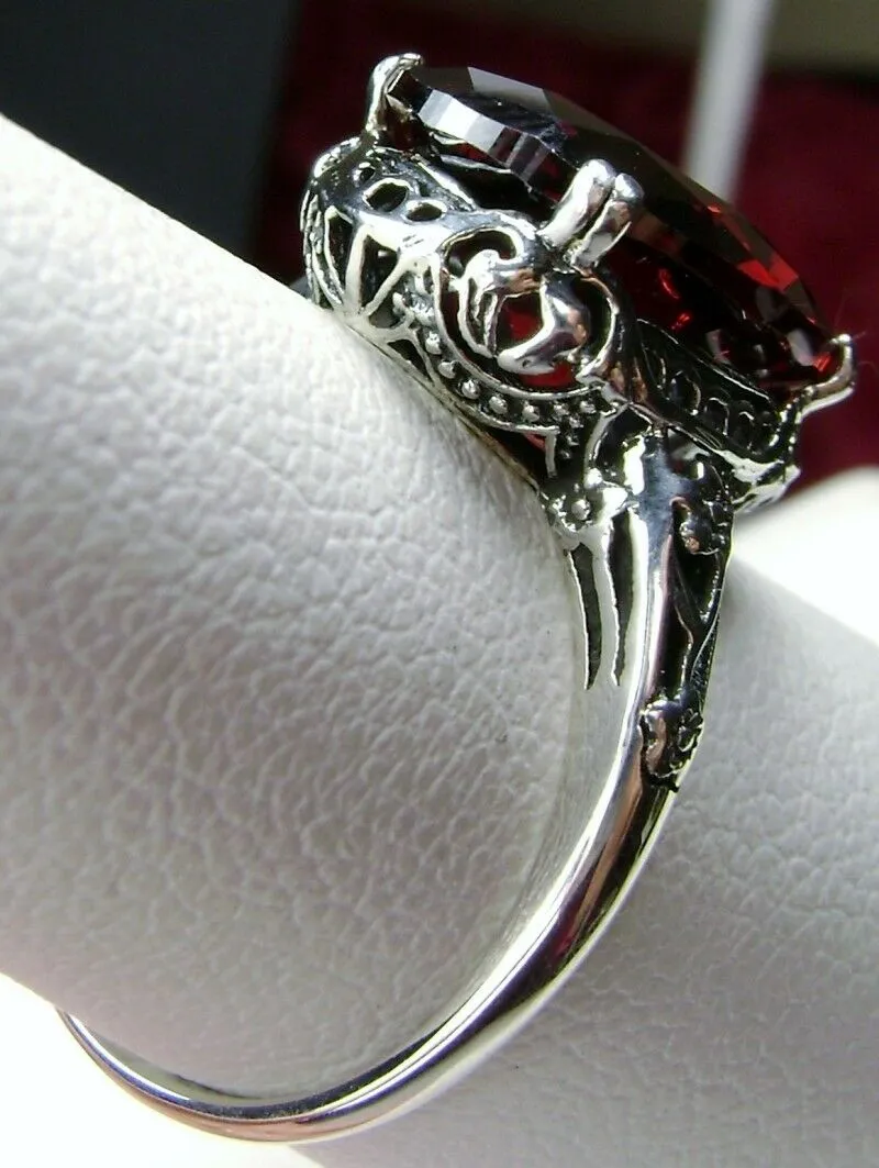Garnet Ring, Natural Garnet or CZ Gemstone, Revival Edwardian Jewelry #D70