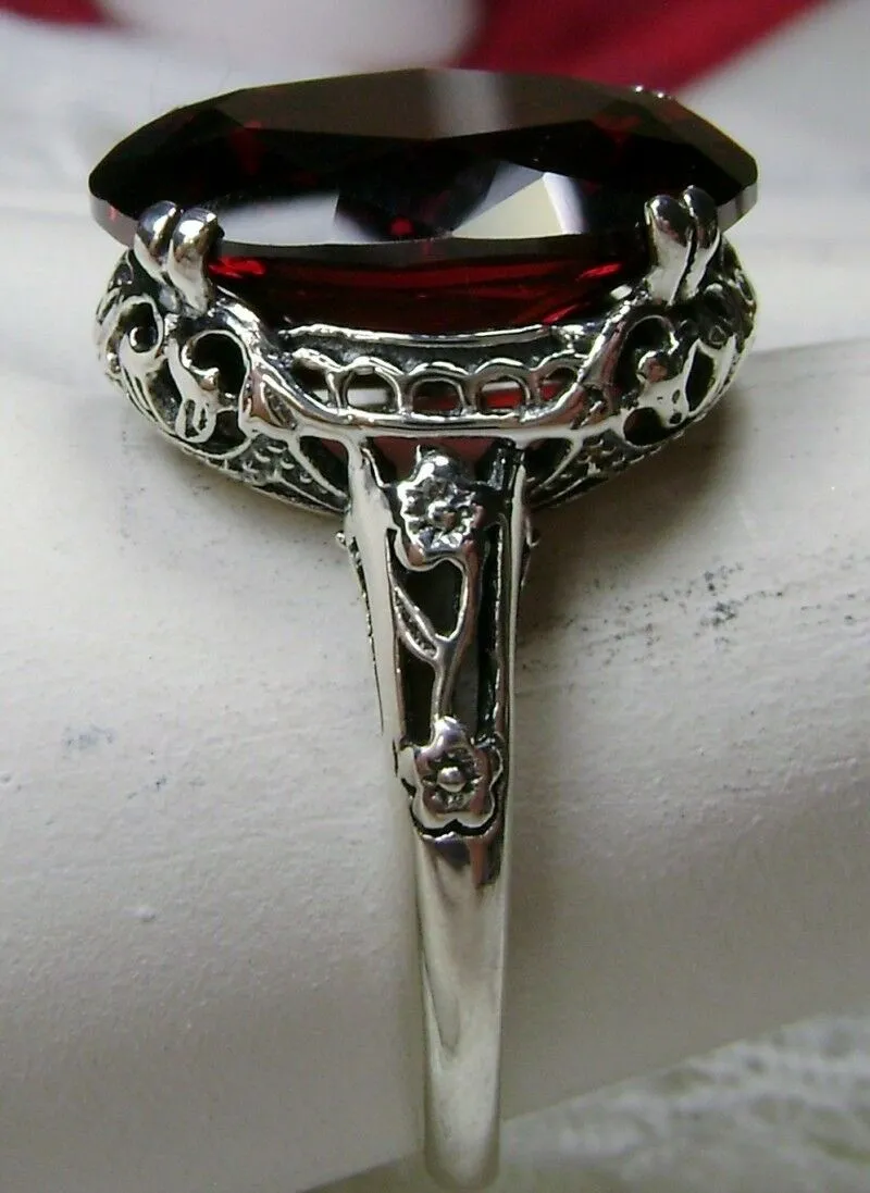 Garnet Ring, Natural Garnet or CZ Gemstone, Revival Edwardian Jewelry #D70
