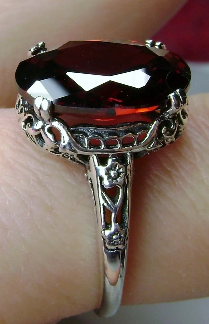 Garnet Ring, Natural Garnet or CZ Gemstone, Revival Edwardian Jewelry #D70