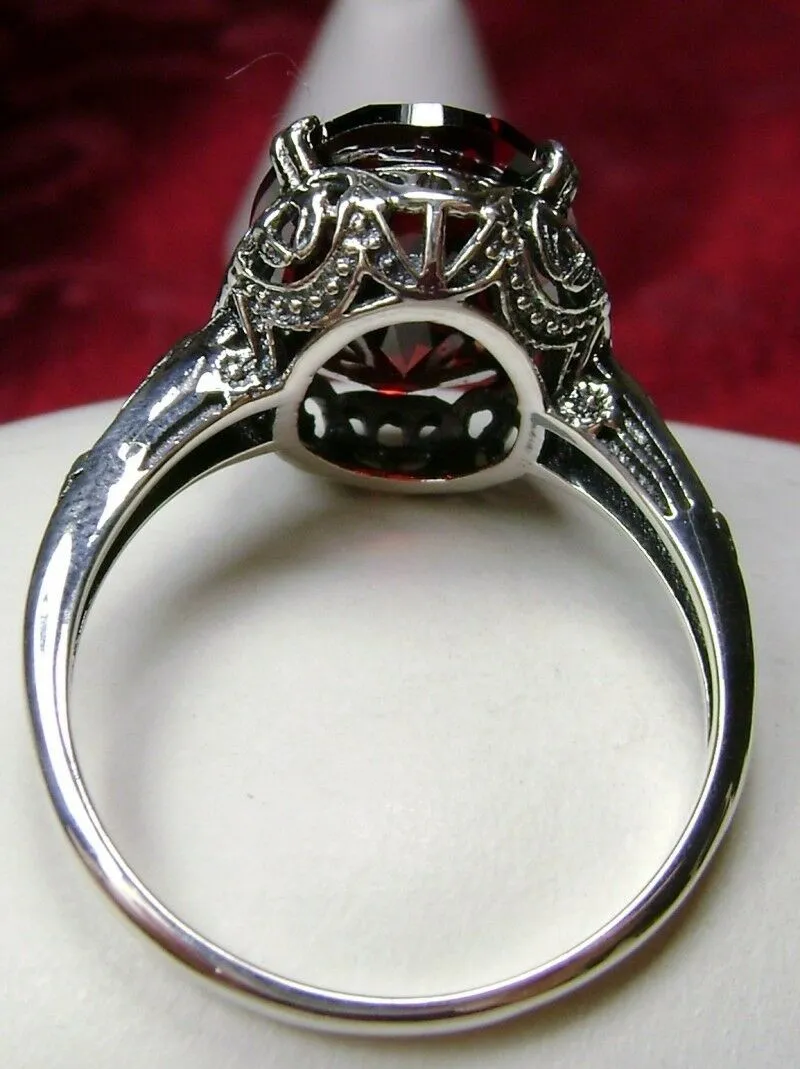 Garnet Ring, Natural Garnet or CZ Gemstone, Revival Edwardian Jewelry #D70
