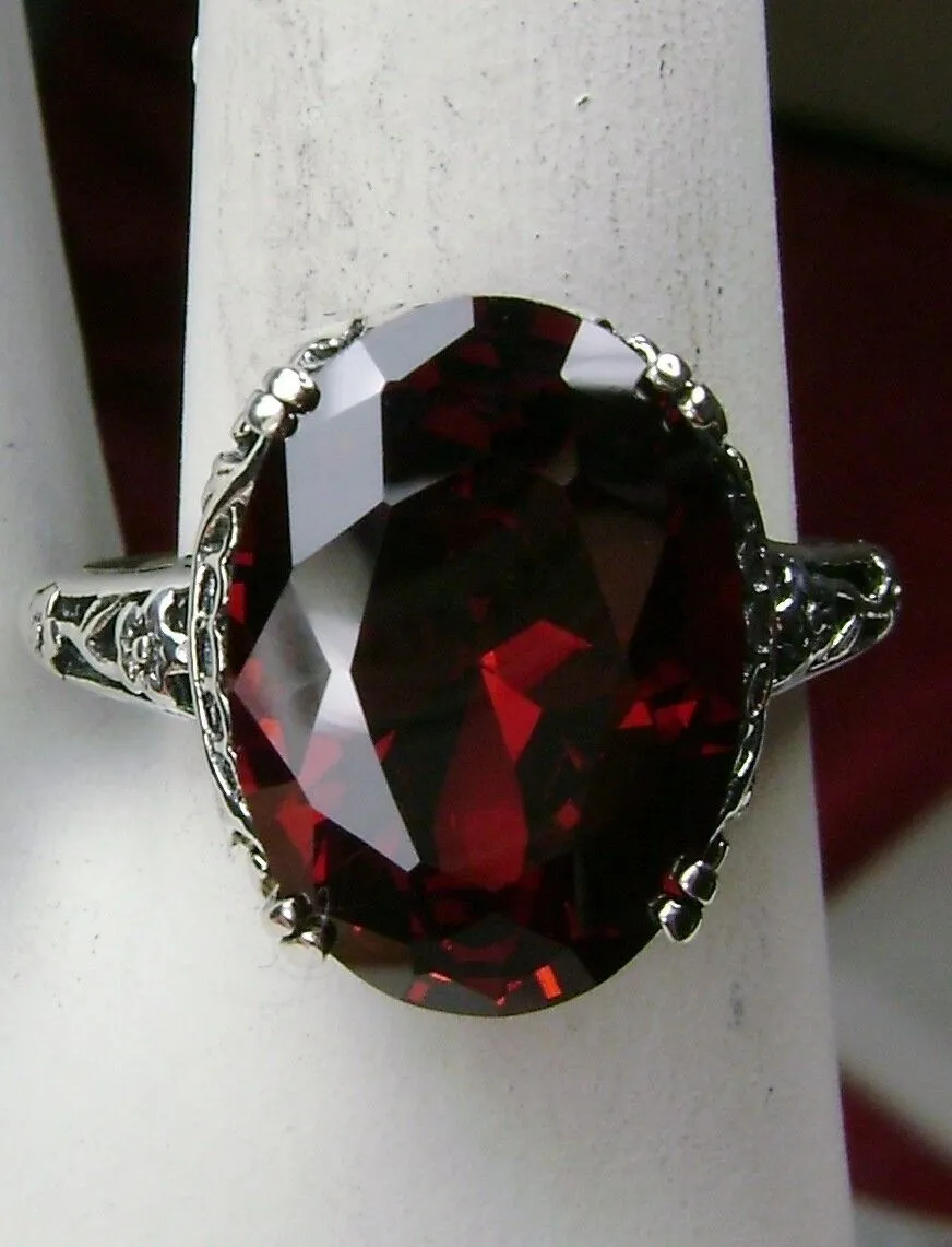 Garnet Ring, Natural Garnet or CZ Gemstone, Revival Edwardian Jewelry #D70