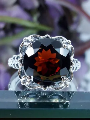 Garnet Ring, Natural Gemstone, 10k, 14k White Gold or Silver Victorian Jewelry #D103