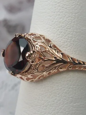 Garnet Ring, Natural Gemstone, Rose Gold, Victorian Jewelry #D198