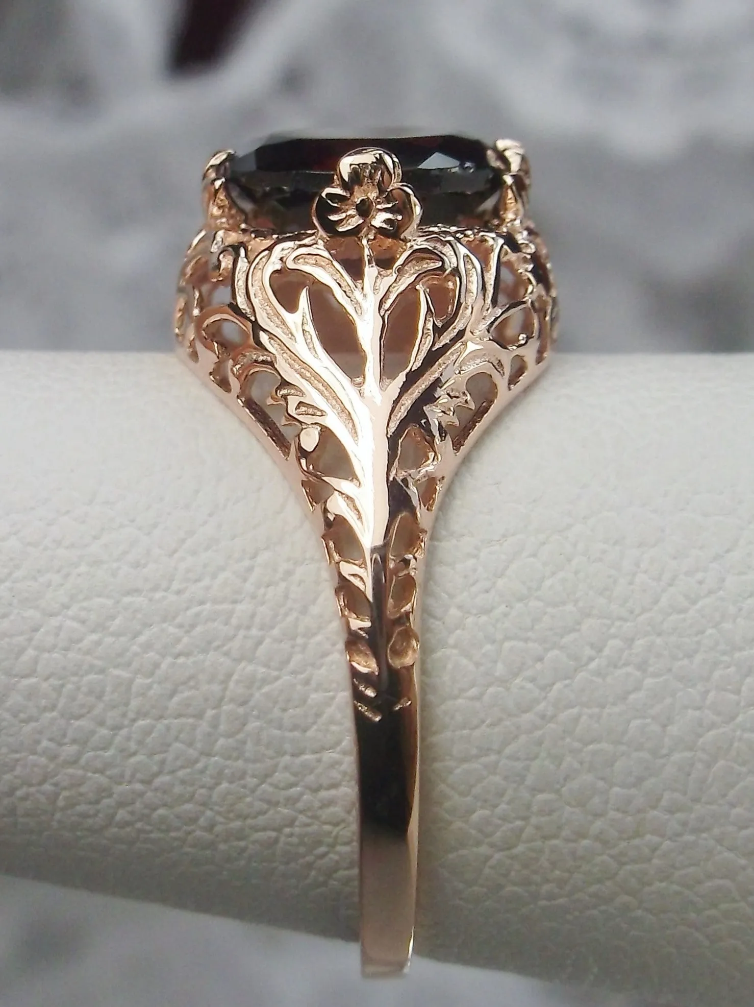 Garnet Ring, Natural Gemstone, Rose Gold, Victorian Jewelry #D198