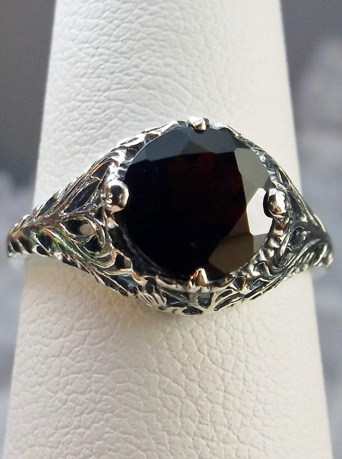 Garnet Ring, Simulated or Natural Gemstone, Victorian Jewelry #D198